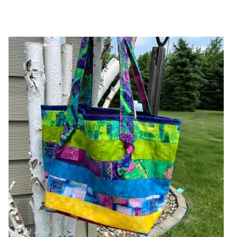 Handmade tote with vibrant multicolors